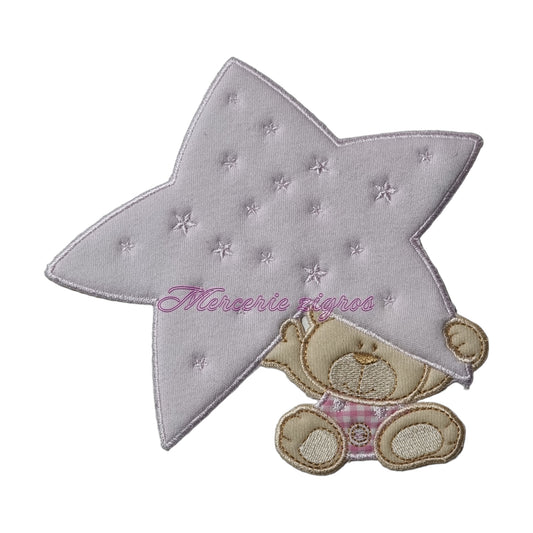 Orsetto applicazione Baby ricamata 17x17cm